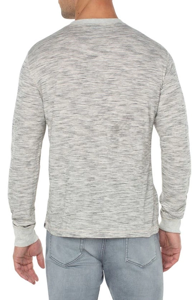 Shop Liverpool Los Angeles Stripe Long Sleeve Henley In Cream/ Grey