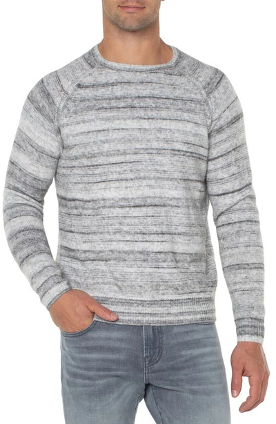 Shop Liverpool Los Angeles Marled Stripe Raglan Sleeve Sweater In Grey Marble Stripe