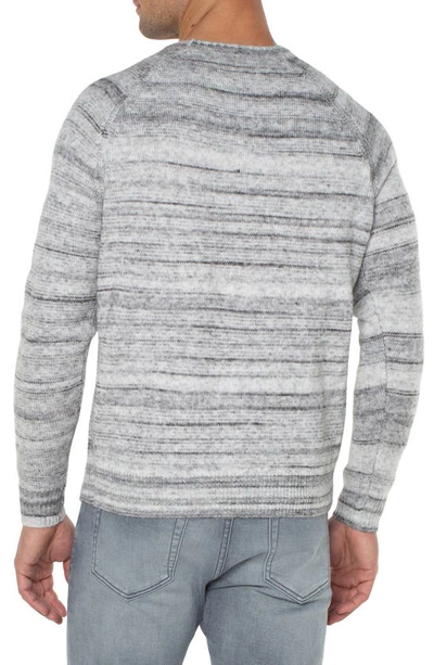 Shop Liverpool Los Angeles Marled Stripe Raglan Sleeve Sweater In Grey Marble Stripe