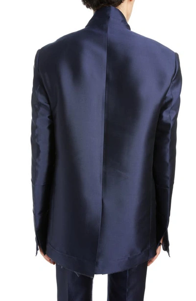 Shop Givenchy Slim Fit Raw Edge Silk Blazer In Dark Blue