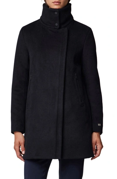 Shop Soia & Kyo Abbi Wool Blend Coat With Removable Quilted Puffer Bib In Black