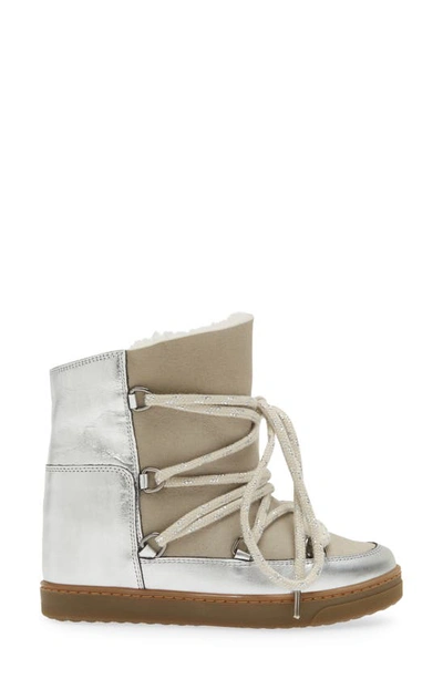 Shop Isabel Marant Nowles Genuine Shearling Lined Bootie In Silver