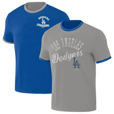 Shop Darius Rucker Collection By Fanatics Royal/gray Los Angeles Dodgers Two-way Ringer Reversible T-shir