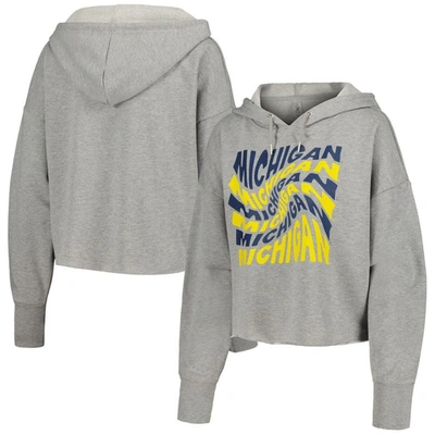 Shop Zoozatz Gray Michigan Wolverines Swirl Cropped Pullover Hoodie