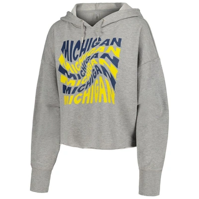 Shop Zoozatz Gray Michigan Wolverines Swirl Cropped Pullover Hoodie