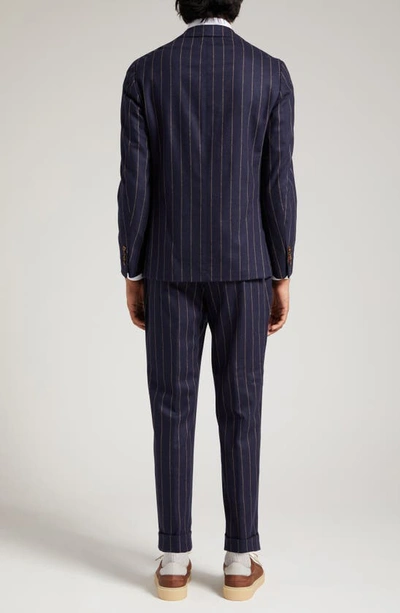Eleventy Pinstripe Wool & Cashmere Stretch Flannel Suit In Navy