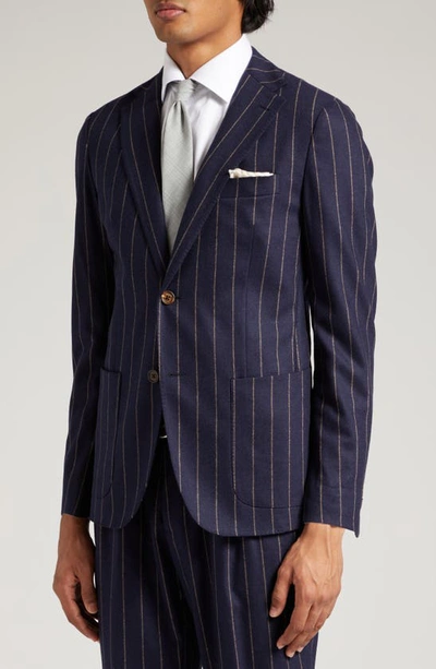 Eleventy Pinstripe Wool & Cashmere Stretch Flannel Suit In Navy