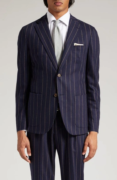 Eleventy Pinstripe Wool & Cashmere Stretch Flannel Suit In Navy