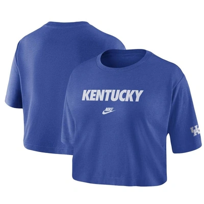 Shop Nike Royal Kentucky Wildcats Wordmark Cropped T-shirt
