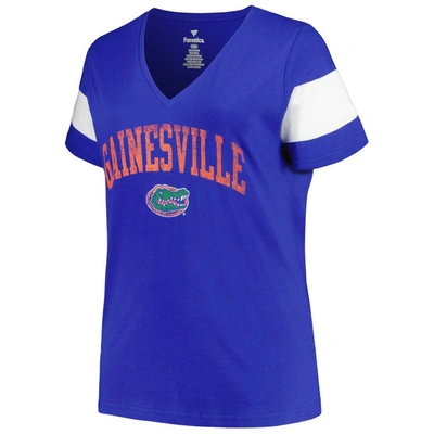 Shop Profile Heather Royal Florida Gators Plus Size Arched City Sleeve Stripe V-neck T-shirt