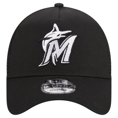 Shop New Era Black Miami Marlins A-frame 9forty Trucker Adjustable Hat