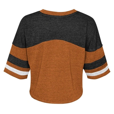 Shop Outerstuff Girls Youth Burnt Orange Texas Longhorns Sunday Friday Sleeve Stripe Jersey T-shirt