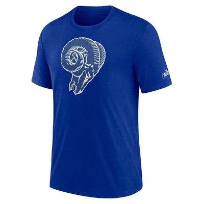 Shop Nike Royal Los Angeles Rams Rewind Logo Tri-blend T-shirt