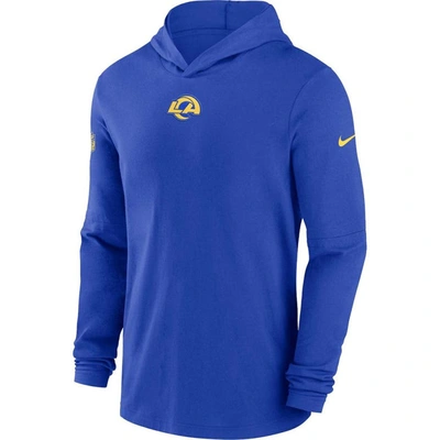 Shop Nike Royal Los Angeles Rams Sideline Performance Long Sleeve Hoodie T-shirt