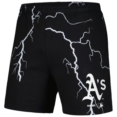 Shop Pleasures Black Oakland Athletics Lightning Shorts