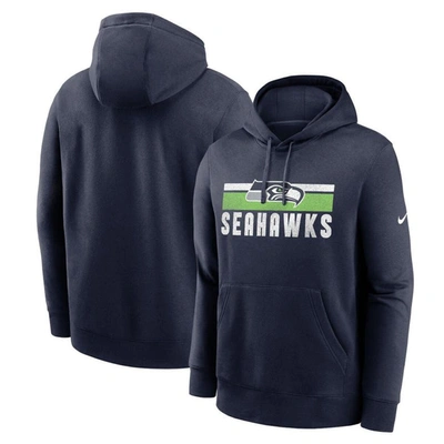 Shop Nike College Navy Seattle Seahawks Club Fleece Pullover Hoodie