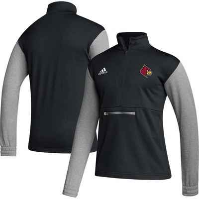 Shop Adidas Originals Adidas Black Louisville Cardinals Sideline Aeroready Half-zip Top