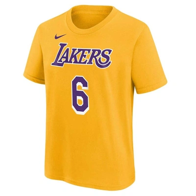 Shop Nike Youth Lebron James Gold Los Angeles Lakers Icon Name & Number T-shirt