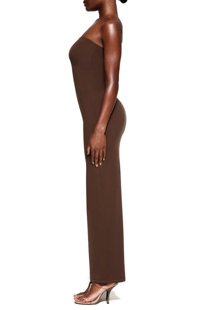 Shop Skims Fits Everybody Strapless Body-con Dress In Cocoa