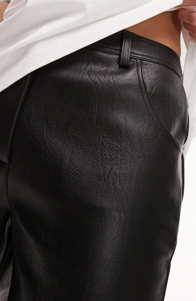 Shop Topshop Faux Leather Straight Leg Pants In Black
