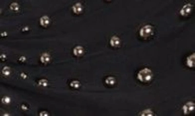 Shop Rabanne Stud Detail Long Sleeve Crop Top In Black