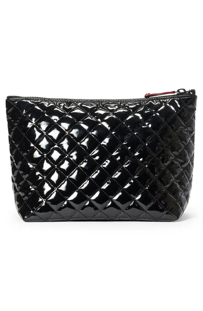 Mz Wallace Large Metro Cosmetics Case In Black Lacquer