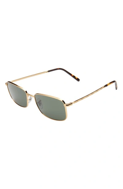 Shop Ray Ban 57mm Rectangular Sunglasses In Gold