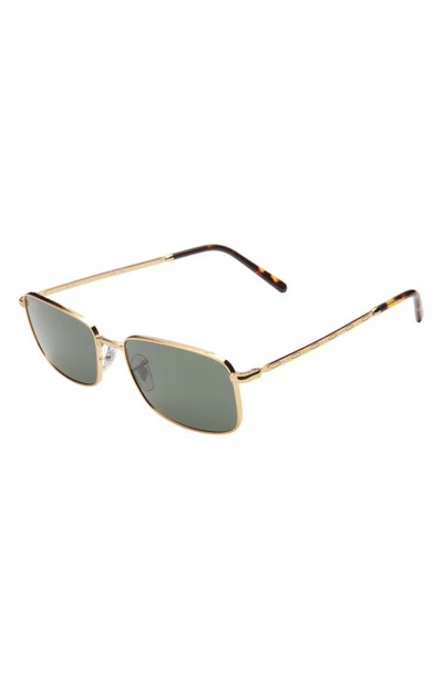Ray Ban 57mm Rectangular Sunglasses In Gold