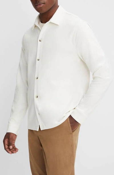 Shop Vince Twill Knit Button-up Shirt In Bone