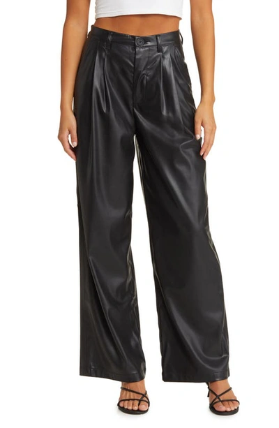 Blanknyc Faux Leather Wide Leg Trousers In Night Party