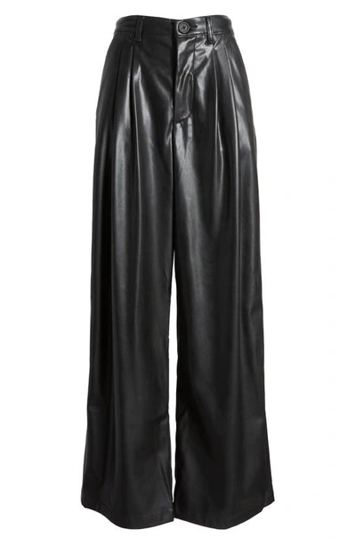 Blanknyc Faux Leather Wide Leg Trousers In Night Party