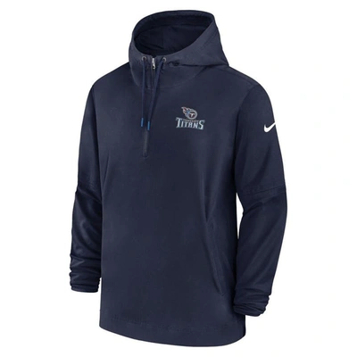 Shop Nike Navy Tennessee Titans Sideline Half-zip Hoodie