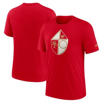 Shop Nike Red San Francisco 49ers Rewind Logo Tri-blend T-shirt
