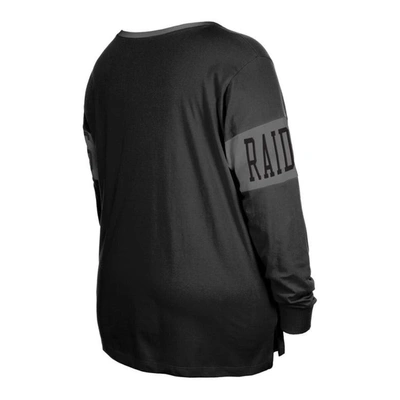 Shop New Era Black Las Vegas Raiders Plus Size Lace-up Notch Neck Long Sleeve T-shirt