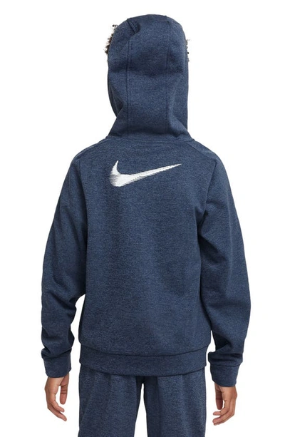 Shop Nike Kids' Full Zip Hoodie In Midnight Navy/ Blue/ White