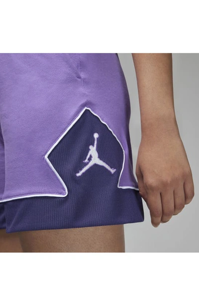 Shop Jordan Diamond Shorts In Action Grape/ Purple/ White