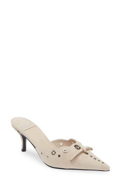 Shop Jeffrey Campbell Gratis Pointed Toe Mule In Ice Suede Silver