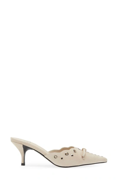 Shop Jeffrey Campbell Gratis Pointed Toe Mule In Ice Suede Silver