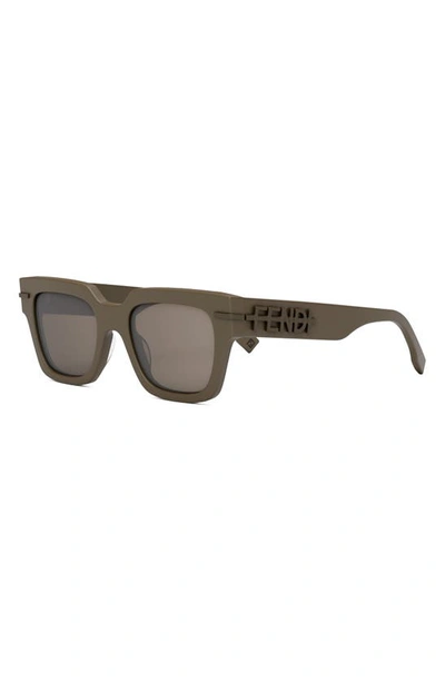 Shop Fendi The Graphy 51mm Geometric Sunglasses In Matte Light Brown / Brown