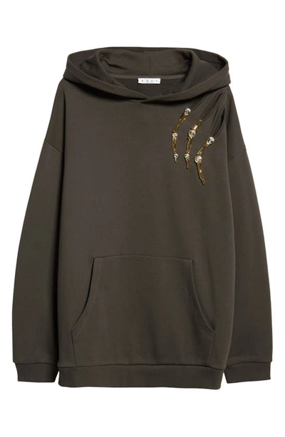 Shop Area Crystal Claw Cutout Cotton French Terry Hoodie In Charcoal
