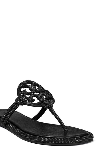 Shop Tory Burch Miller Knotted Pavé Sandal In Perfect Black