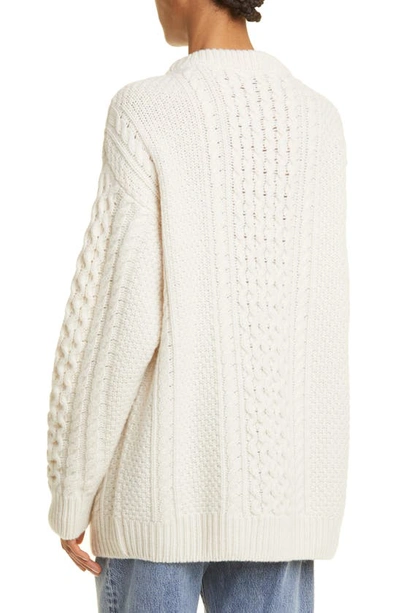 Shop Totême Chunky Cable Wool Sweater In Cream
