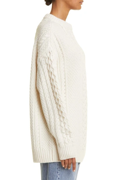 Shop Totême Chunky Cable Wool Sweater In Cream