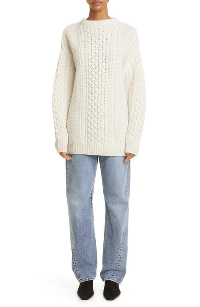 Shop Totême Chunky Cable Wool Sweater In Cream