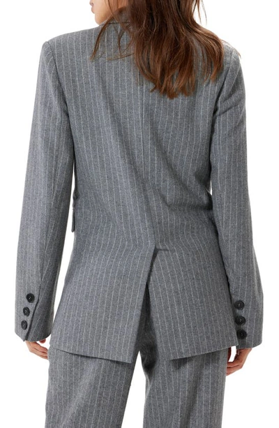 Shop Sophie Rue Roen Pinstripe Double Breasted Wool Blend Blazer In H Grey Str