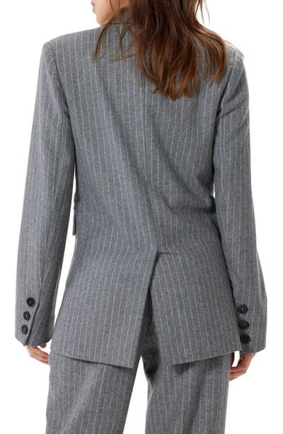 Sophie Rue Roen Pinstripe Double Breasted Wool Blend Blazer In H Grey Str