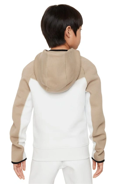 Shop Nike Kids' Tech Fleece Full Zip Hoodie In Summit White/ Khaki/ Black