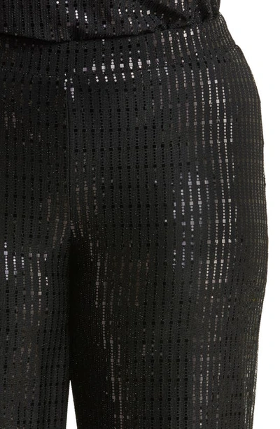 Shop Anne Klein Linear Shine Wide Leg Pants In Anne Black