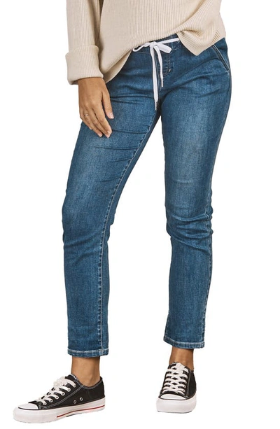 Shop Angel Maternity Amber Under The Bump Ankle Skinny Maternity Jeans In Blue Denim