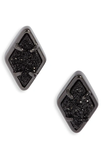 Shop Kendra Scott Kinsley Stud Earrings In Gunmetal Black Drusy